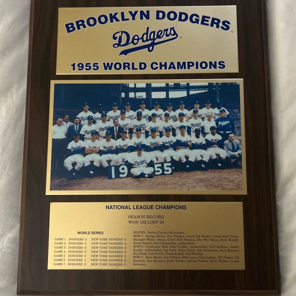 Brooklyn Dodgers 1955 World Champions Commemorative Plaque